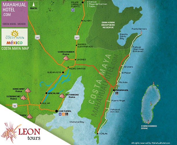 Costa Maya Shore Excursions map