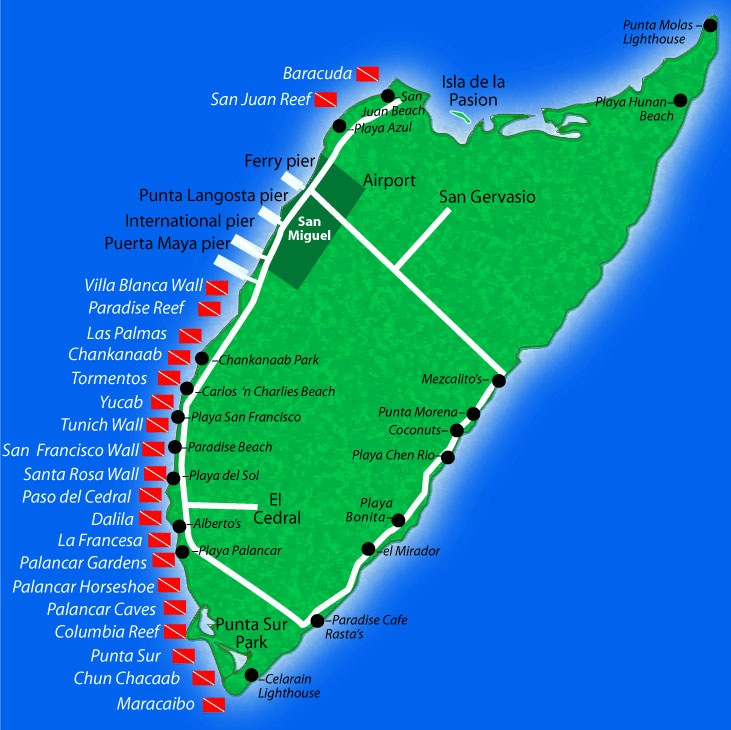 Excursions Cozumel Map